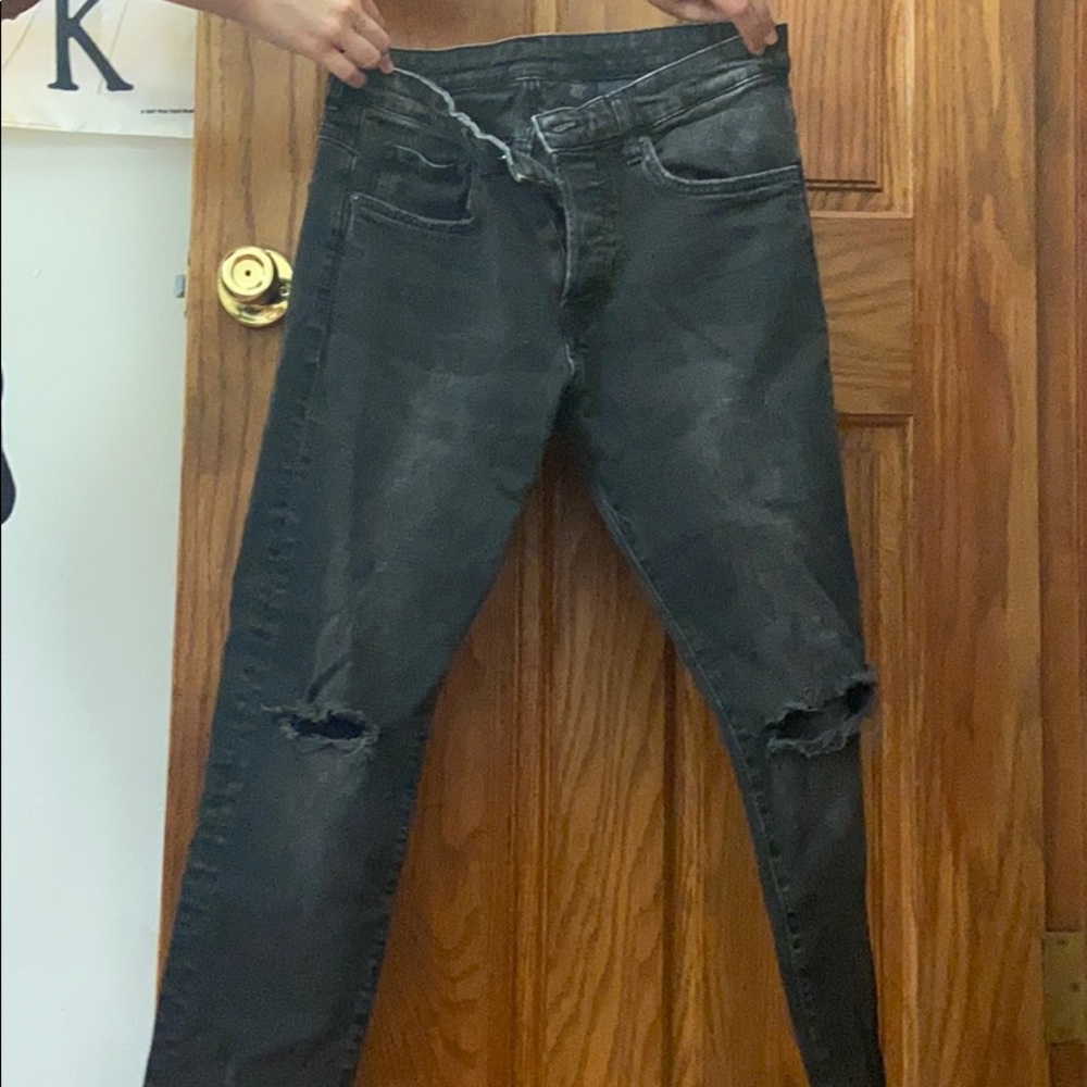 Ripped at the knee skinny jeans